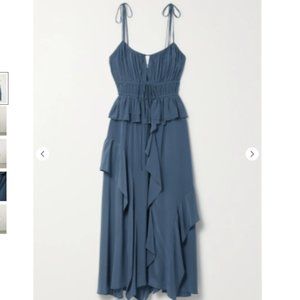 Livinia ruffled gathered silk midi dress - Ulla Johnson